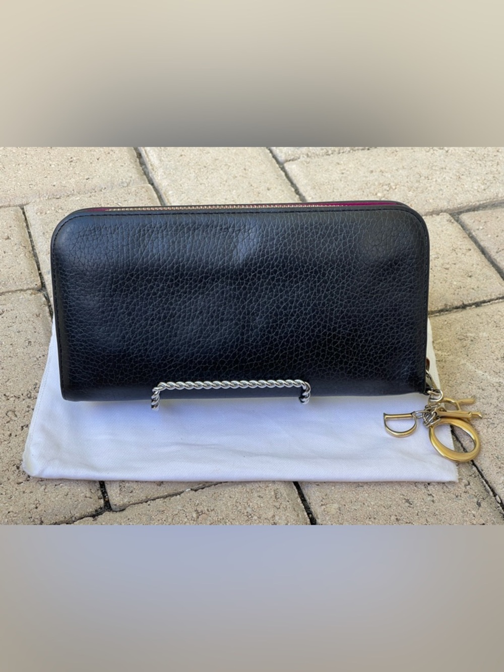 Christian Dior zip around wallet COA/dusty  included black & Fushia